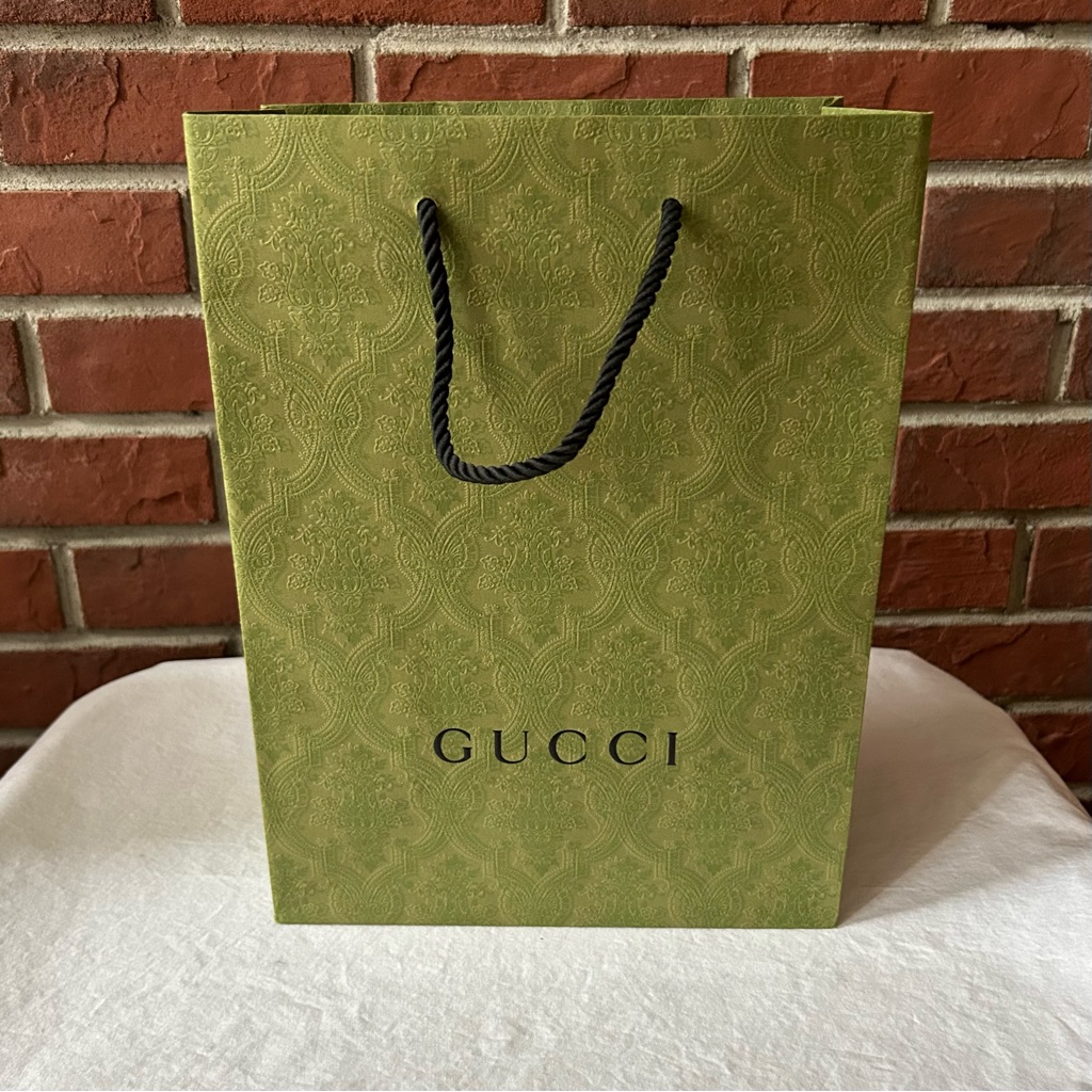 Gucci Green Paper Shopping Bag New